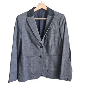 Rag & Bone Wool Women's Gray Work Career Blazer with Black Elbow Patches